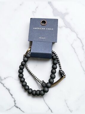 American Eagle Outfitters Matte Black Beaded Bracelet